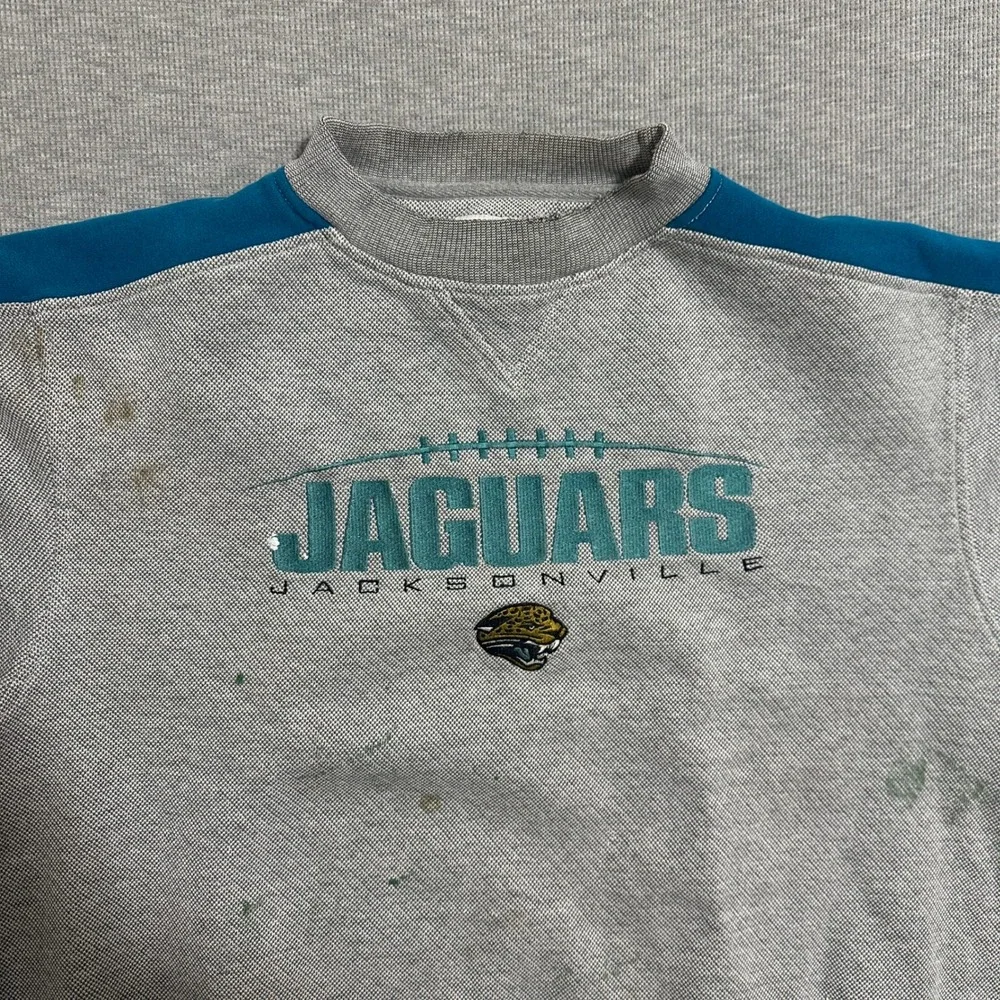Thrashed Puma Jacksonville Jaguars NFL Crewneck Sweatshirt Teal Gray Mens Large - Picture 3 of 9